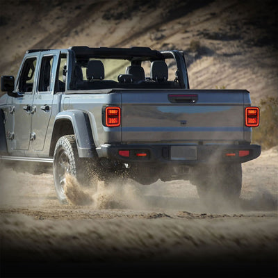 AMERICAN MODIFIED LED Tail Lights, 2020-2023 Jeep Gladiator JT, Smoke Black - VMInnovations