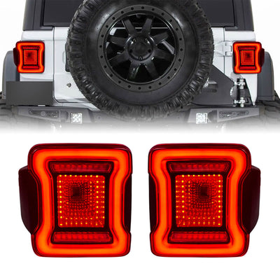 AMERICAN MODIFIED Red V2 Tunnel Tail Lights for 2007-2018 Jeep Wrangler JK/JKU