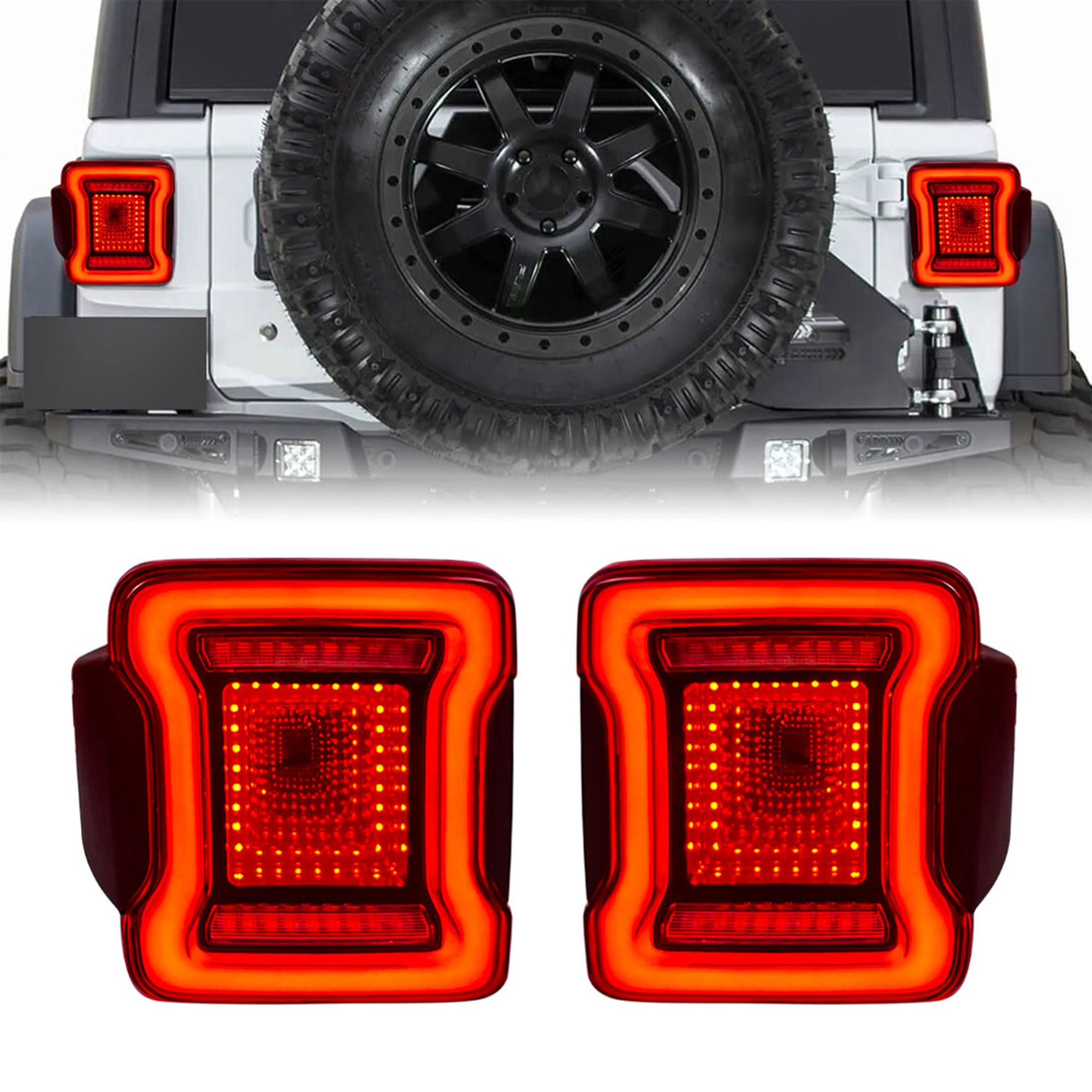 Red V2 Tunnel Tail Lights for 2007-2018 Jeep Wrangler JK/JKU (Open Box) - VMInnovations