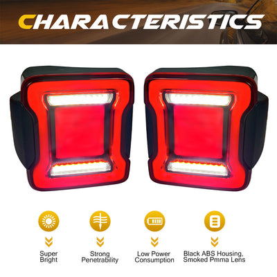 Red V2 Tunnel Tail Lights for 2007-2018 Jeep Wrangler JK/JKU (Open Box) - VMInnovations