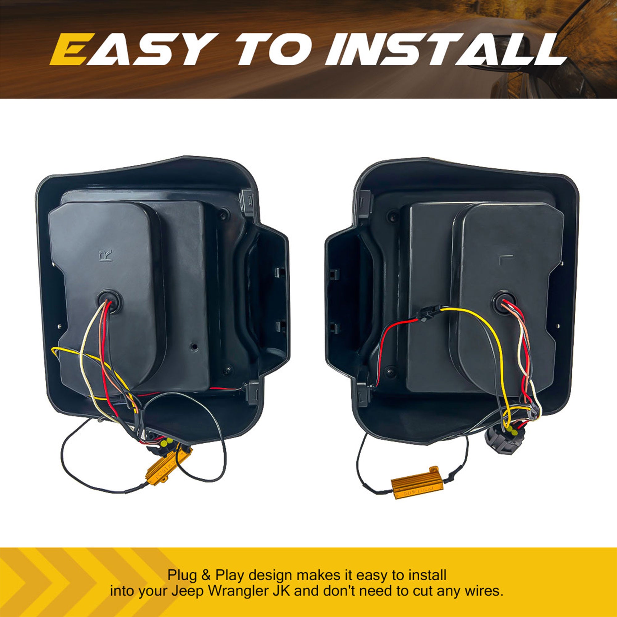 AMERICAN MODIFIED Red V2 Tunnel Tail Lights for 2007-2018 Jeep Wrangler JK/JKU - VMInnovations