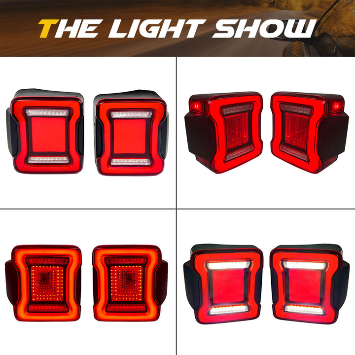 Red V2 Tunnel Tail Lights for 2007-2018 Jeep Wrangler JK/JKU (Open Box)