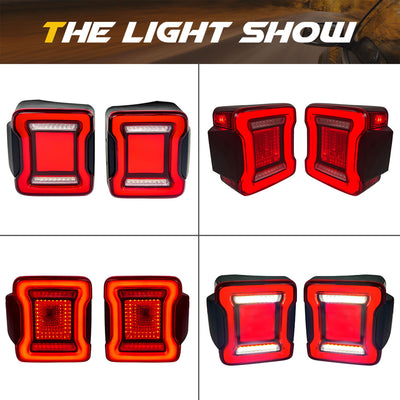 AMERICAN MODIFIED Red V2 Tunnel Tail Lights for 2007-2018 Jeep Wrangler JK/JKU