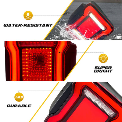 AMERICAN MODIFIED Red V2 Tunnel Tail Lights for 2007-2018 Jeep Wrangler JK/JKU