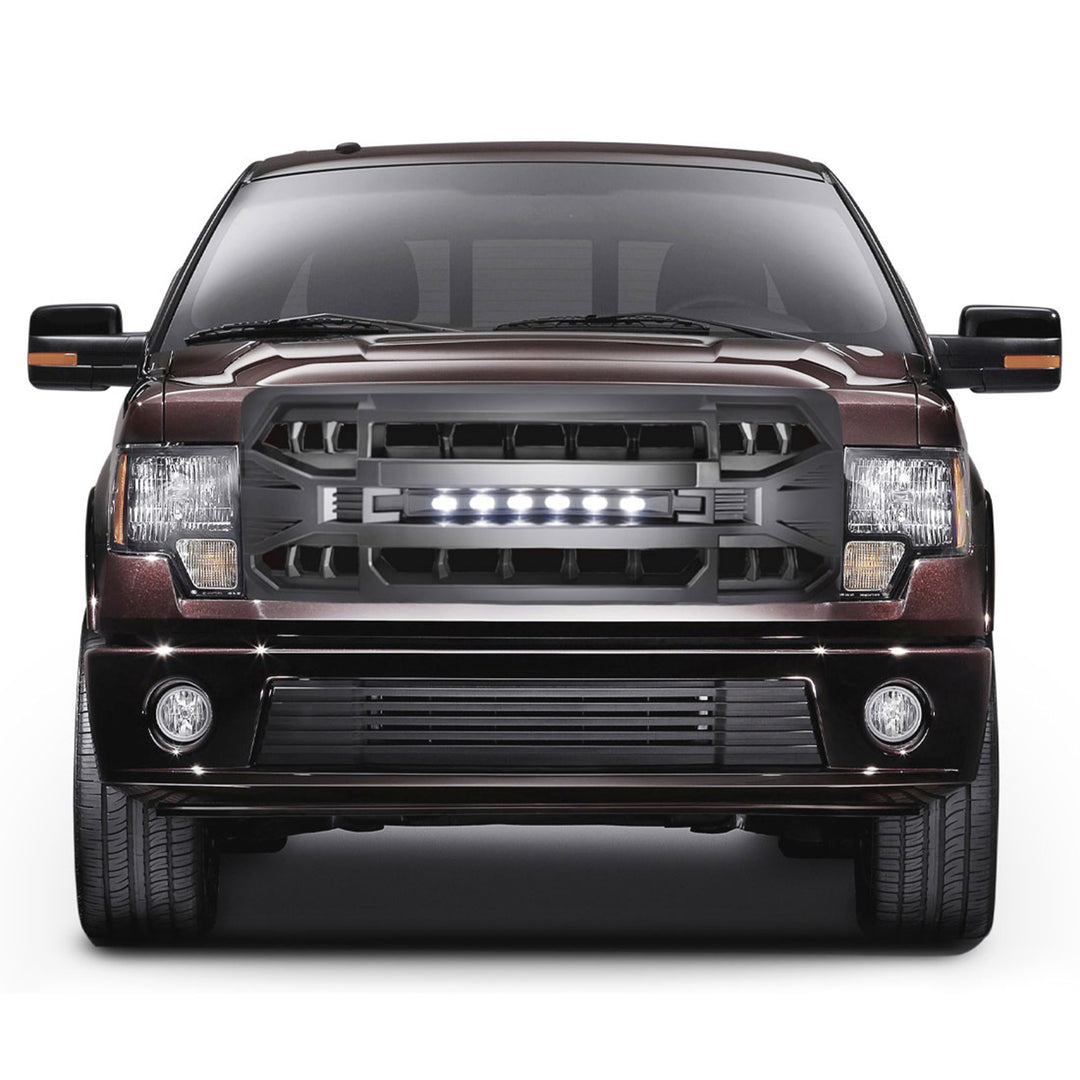 AMERICAN MODIFIED Armor Grille with Off Road Lights for 2009-2014 Ford F150