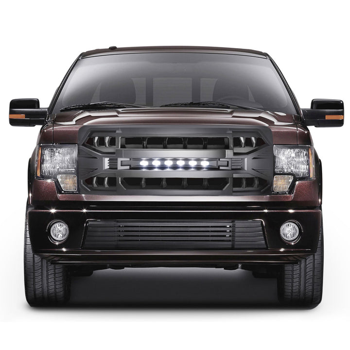 AMERICAN MODIFIED Armor Grille w/Off Road Lights for 09-14 Ford F150 (Open Box) - VMInnovations