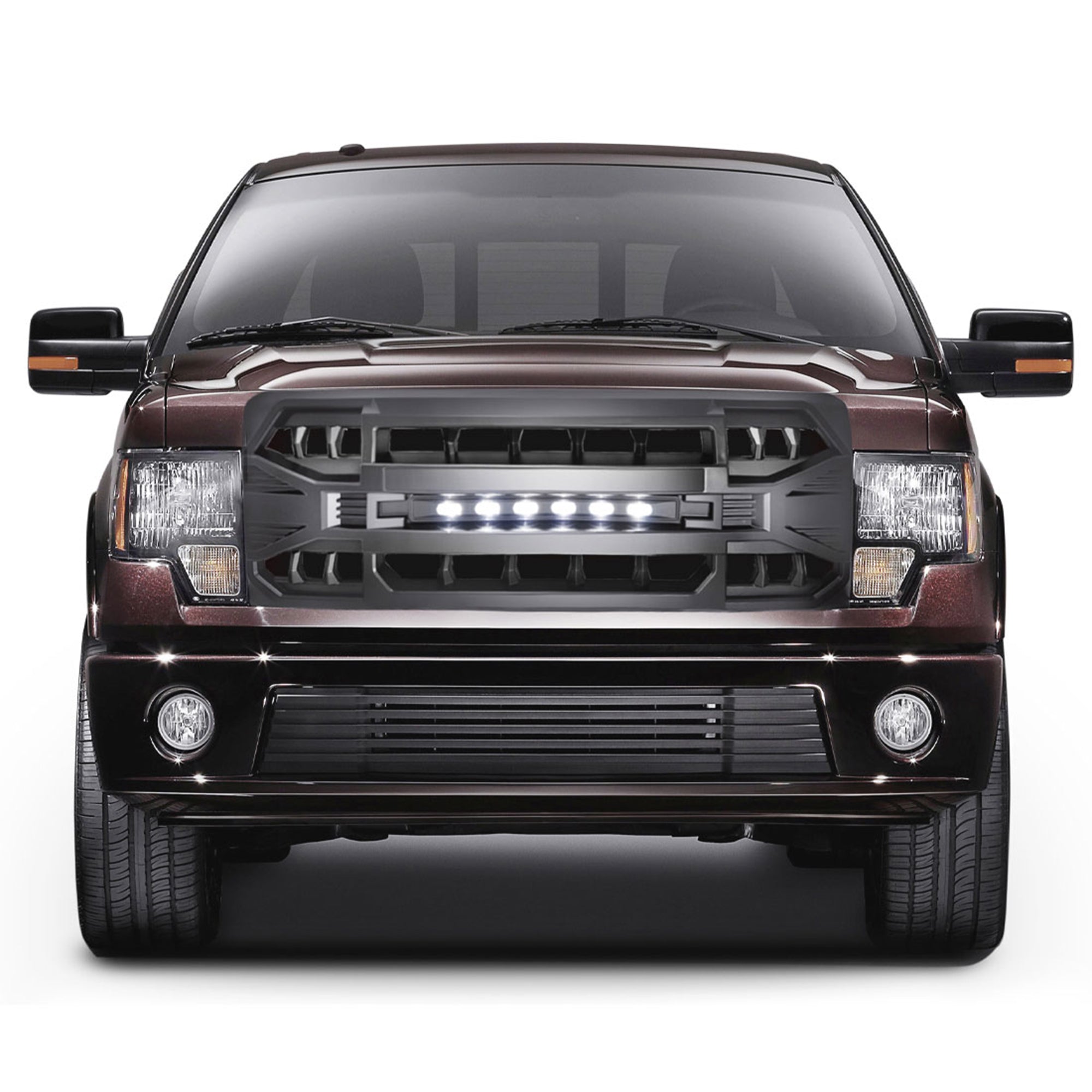 AMERICAN MODIFIED Armor Grille w/Off Road Lights for 09-14 Ford F150 (Open Box) - VMInnovations
