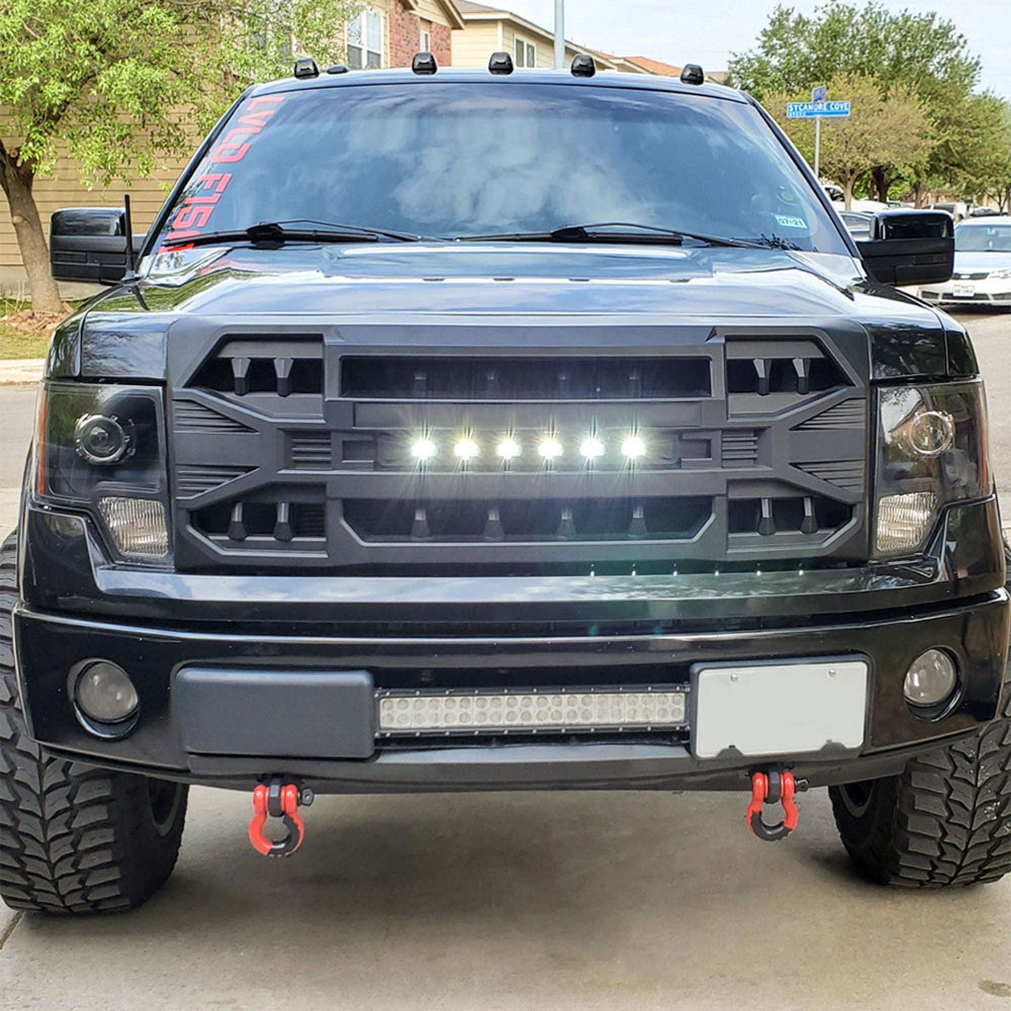 AMERICAN MODIFIED Armor Grille w/Off Road Lights for 09-14 Ford F150 (Open Box) - VMInnovations