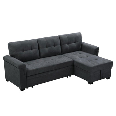 Lilola Home Lucca Performance Leather Sectional Sleeper Sofa w/Storage, Charcoal