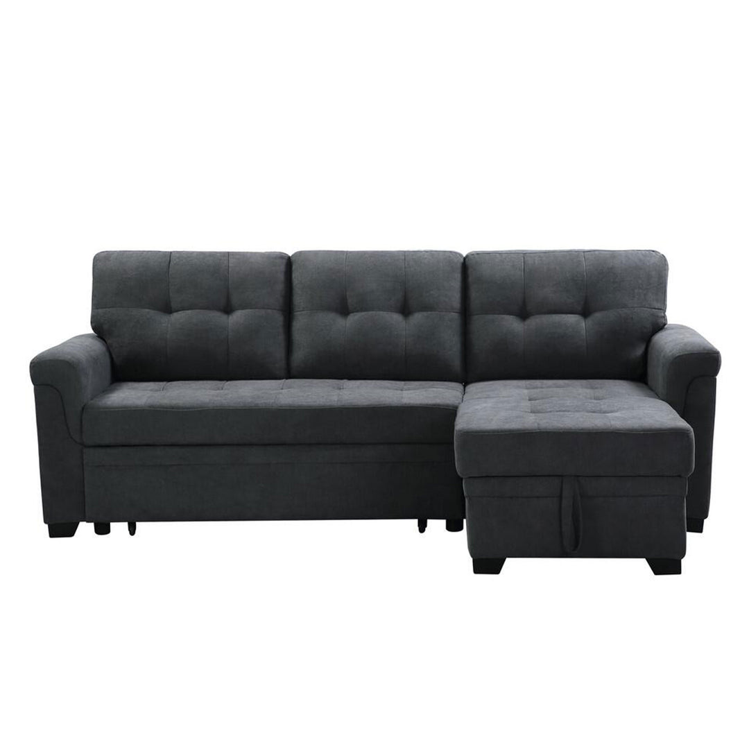Lilola Home Lucca Performance Leather Sectional Sofa w/Storage, Charcoal (Used)