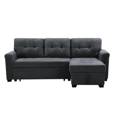 Lilola Home Lucca Performance Leather Sectional Sofa w/Storage, Charcoal (Used) - VMInnovations