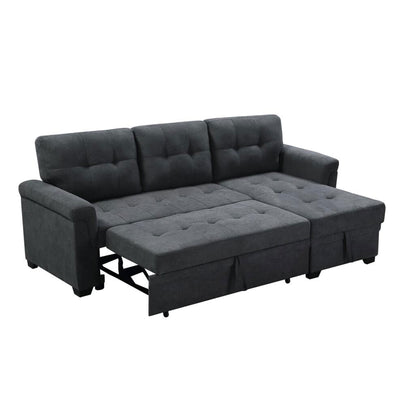 Lilola Home Lucca Performance Leather Sectional Sofa w/Storage, Charcoal (Used) - VMInnovations