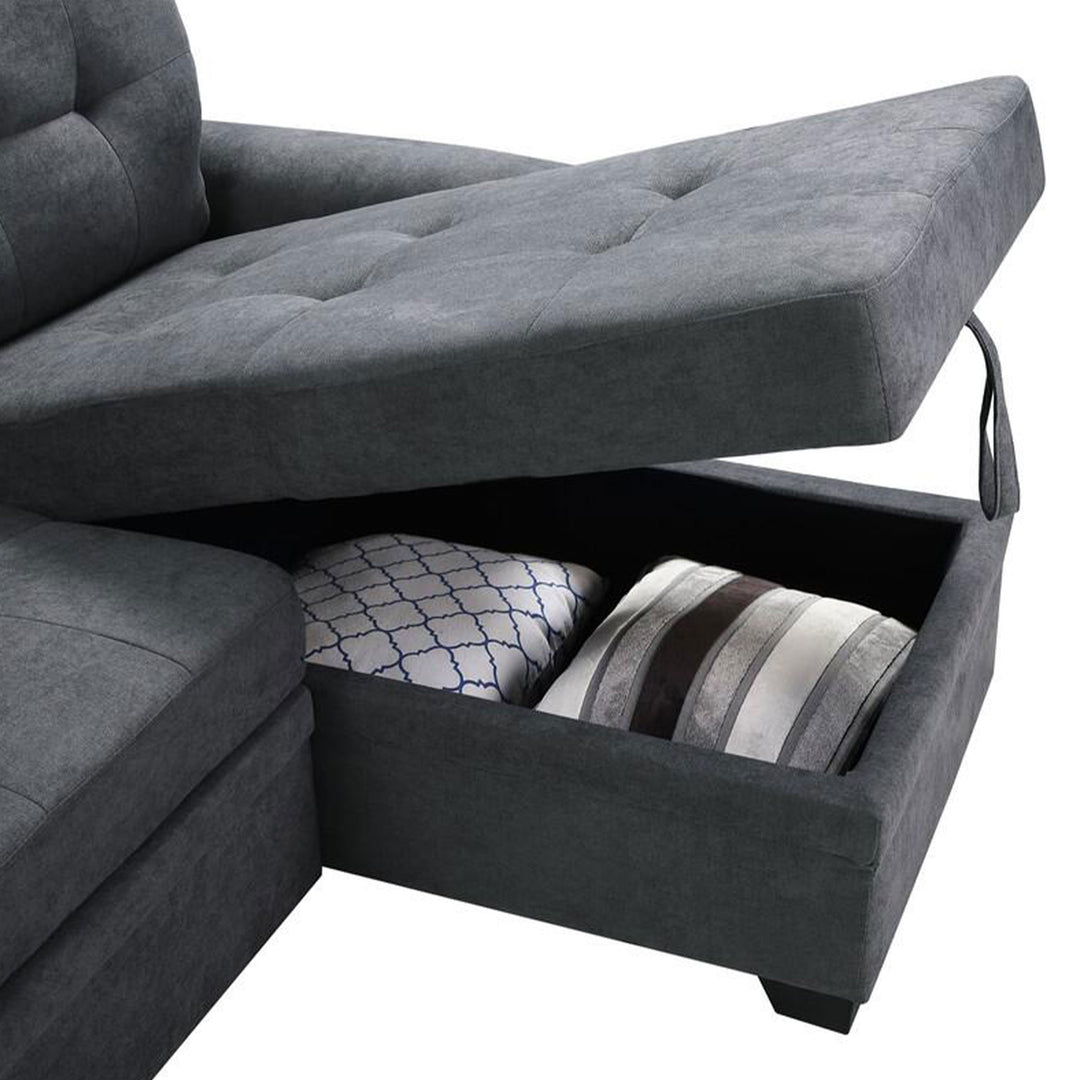 Lilola Home Lucca Performance Leather Sectional Sofa w/Storage, Charcoal (Used)