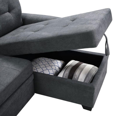 Lilola Home Lucca Performance Leather Sectional Sleeper Sofa w/Storage, Charcoal