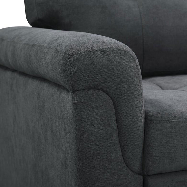 Lilola Home Lucca Performance Leather Sectional Sofa w/Storage, Charcoal (Used)
