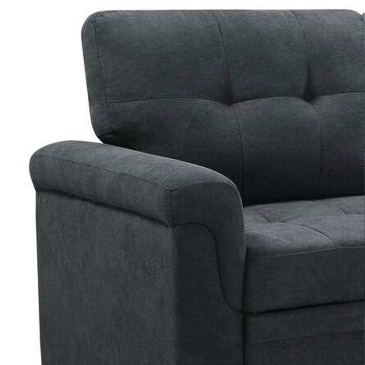 Lilola Home Lucca Performance Leather Sectional Sofa w/Storage, Charcoal (Used)