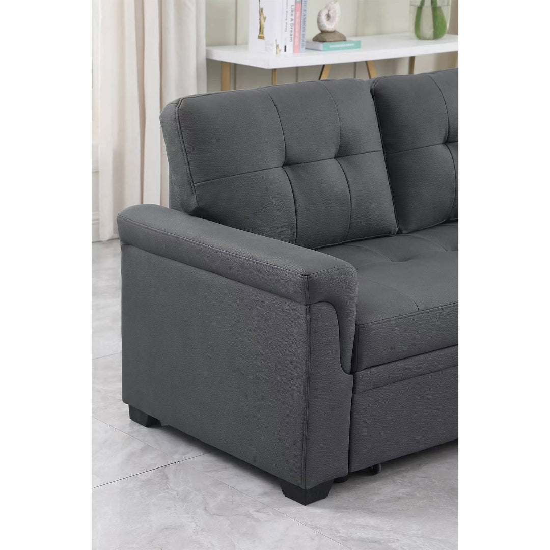 Lilola Home Performance Leather Sectional Sleeper Sofa with Storage, Gray (Used)