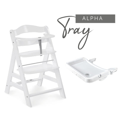 hauck Alpha High Chair Table Compatible w/ Wooden Alpha+ and Beta+, White (Used)