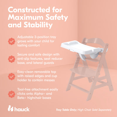 hauck Alpha High Chair Table Compatible w/ Wooden Alpha+ and Beta+, White (Used)
