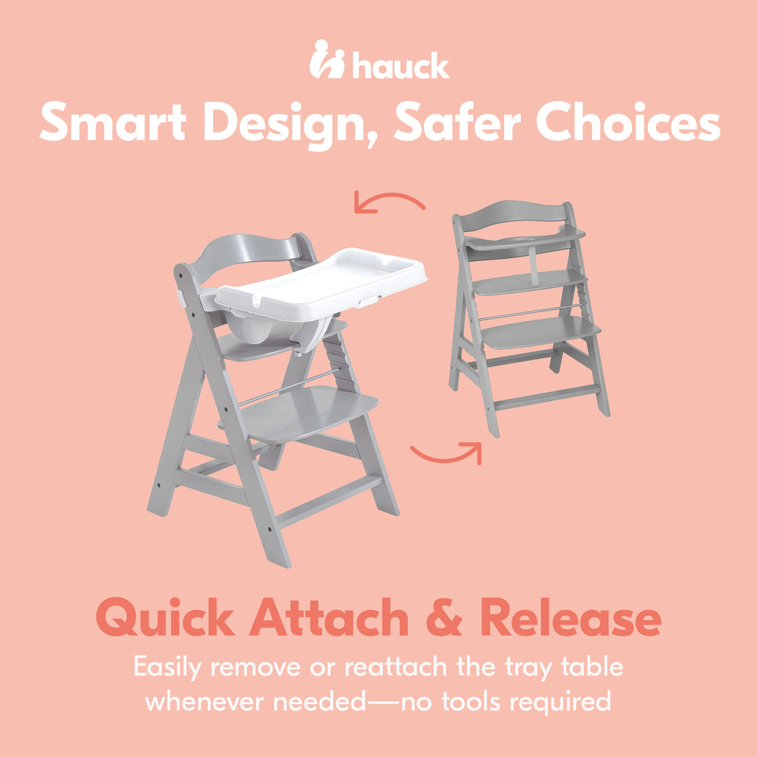 hauck Alpha+ Adjustable Booster High Chair and High Chair Tray Table, White
