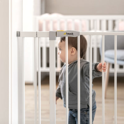 Hauck Pressure Mounted Baby Safety Gate with 8" Extension, White (Open Box)