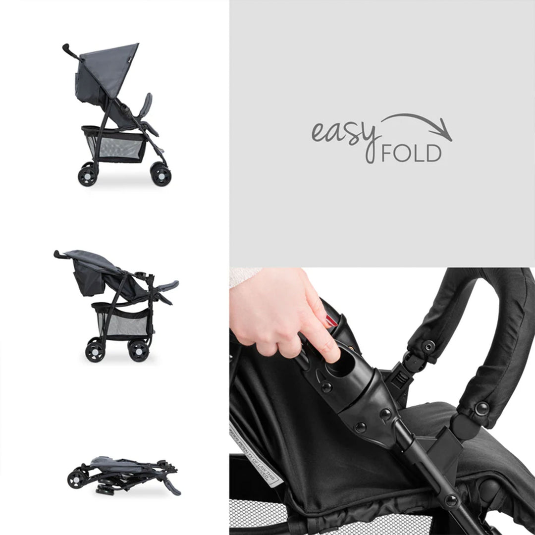 hauck Sport T13 Lightweight Compact Foldable Stroller Pushchair, Charcoal Stone