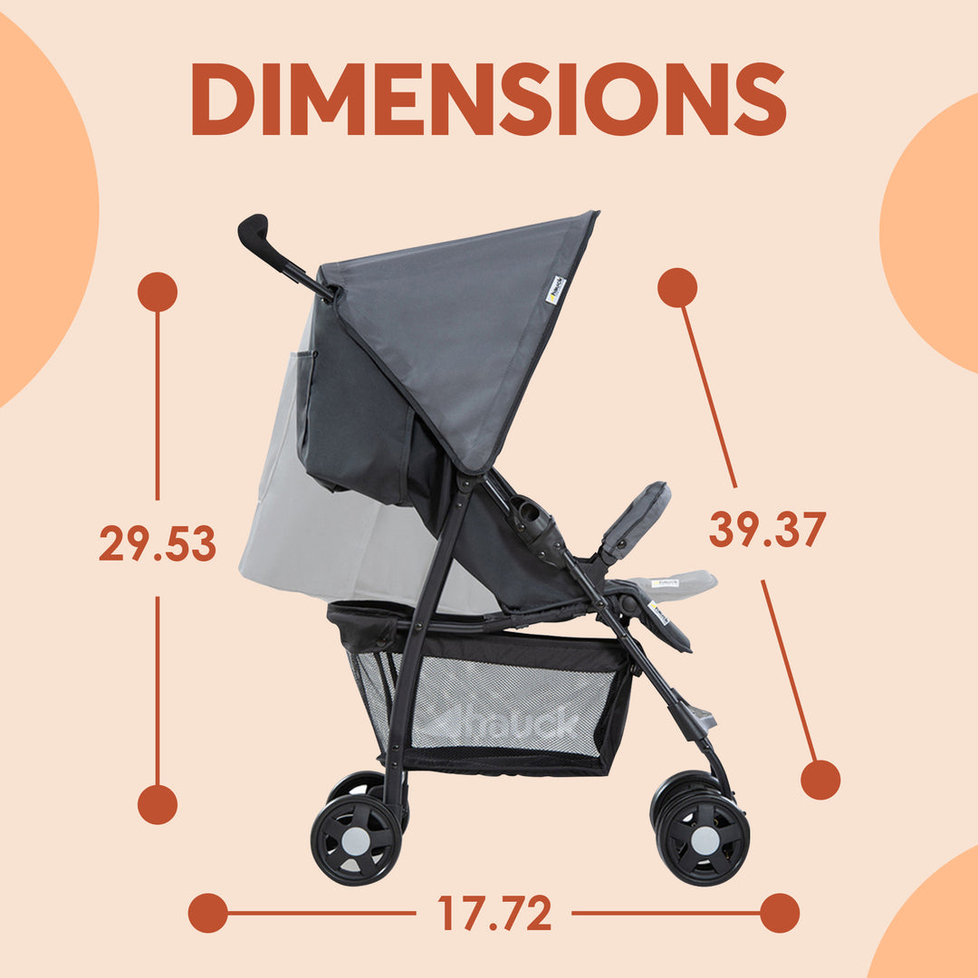 hauck Sport T13 Lightweight Compact Foldable Stroller, Charcoal Stone (Open Box)