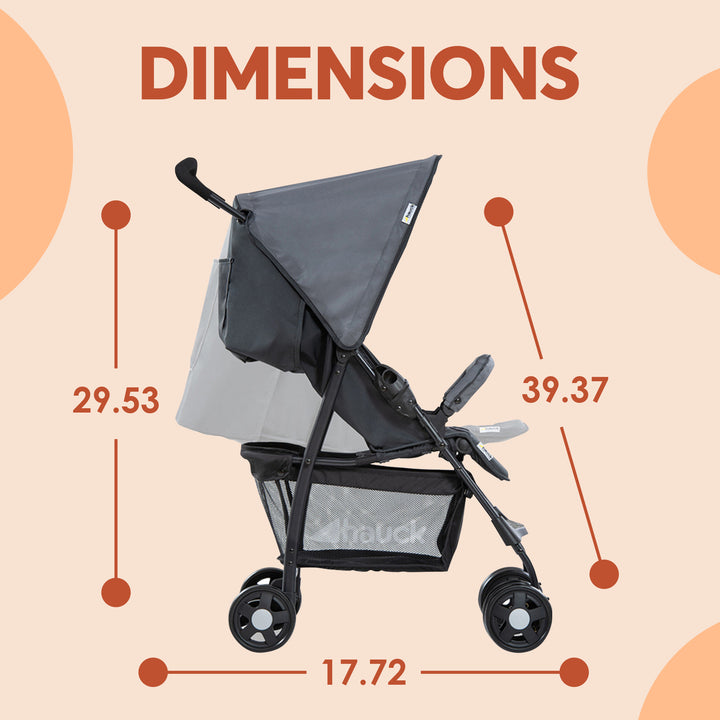 hauck Sport T13 Lightweight Compact Foldable Stroller, Charcoal Stone (Open Box)