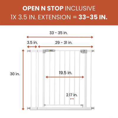 hauck OpenNStop Pressure Mounted Baby Safety Gate w/3.5" Extension, White (Used) - VMInnovations