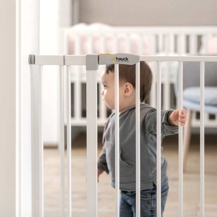 hauck Open N Stop Pressure Mounted Fit Baby Safety Gate w/3.5" Extension, White - VMInnovations