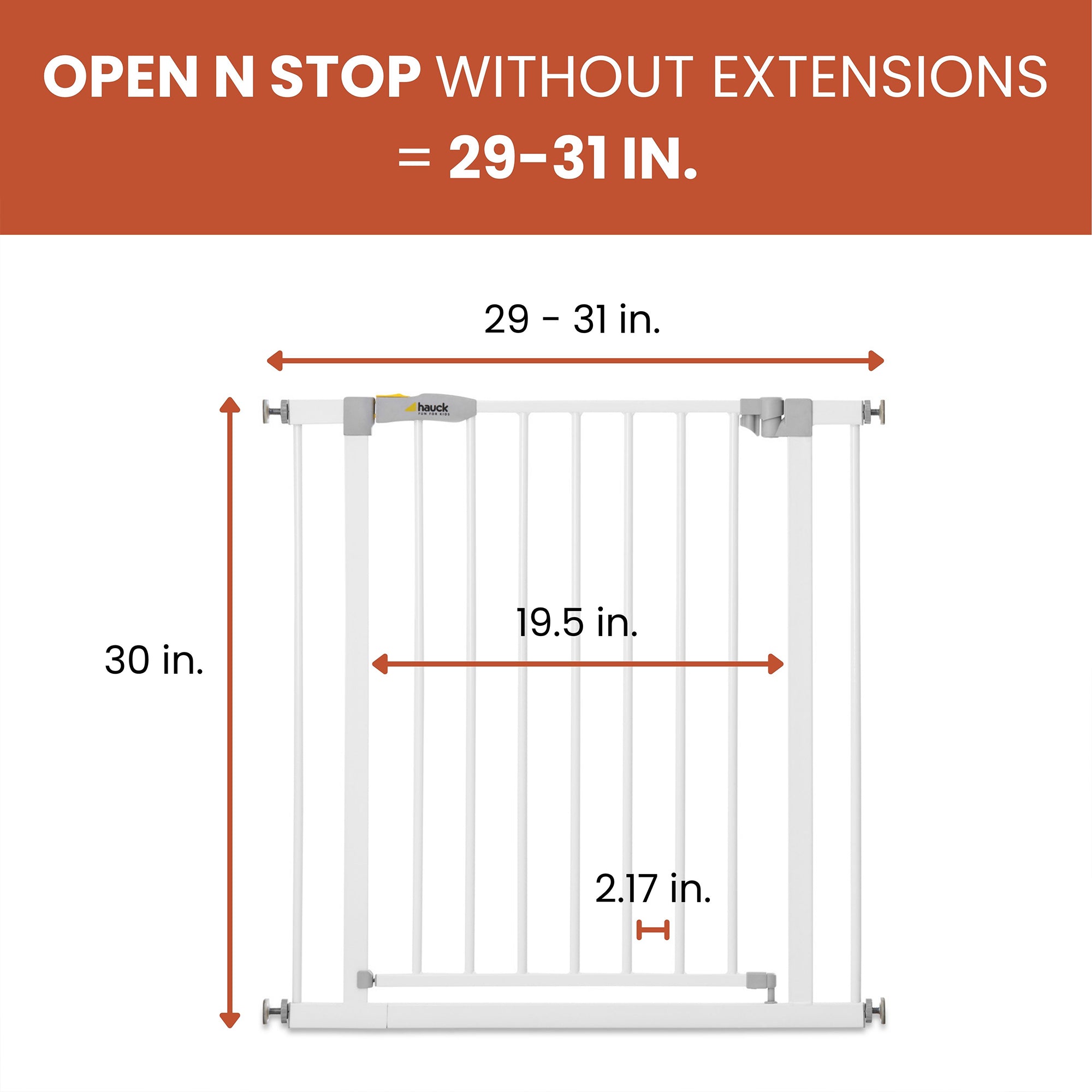 hauck Open N Stop Pressure Fit Baby Safety Gate for Openings 29-31", White(Used)