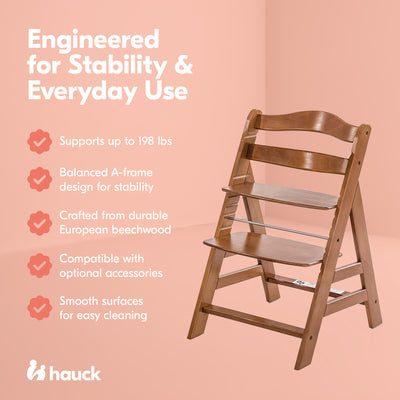 hauck Alpha+ Grow Along Versatile Wooden Highchair Seat, Beechwood,Walnut (Used)