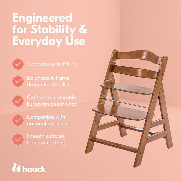 hauck Alpha+ Grow Along Adjustable Wooden Highchair, Beechwood,Walnut(For Parts) - VMInnovations