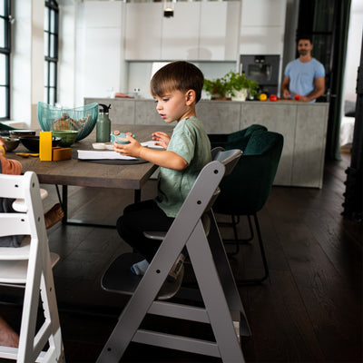 hauck Alpha+ Grow Along Adjustable Boosted Wooden Highchair, Beechwood, Grey