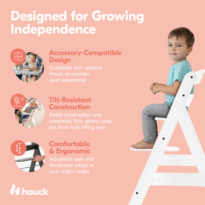 hauck Alpha+ Grow Along Adjustable Wooden Baby High Chair Seat, Beechwood, White - VMInnovations