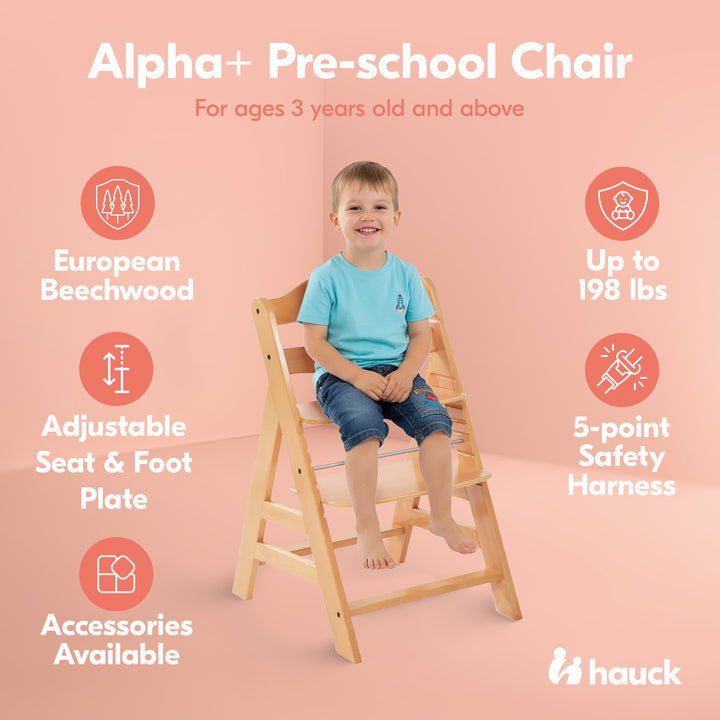hauck Alpha+ Grow Along Adjustable Wooden Highchair Seat, Beechwood (For Parts) - VMInnovations