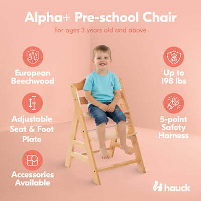 hauck Alpha+ Grow Along Wooden Highchair Seat, Beechwood, Natural (Used) - VMInnovations