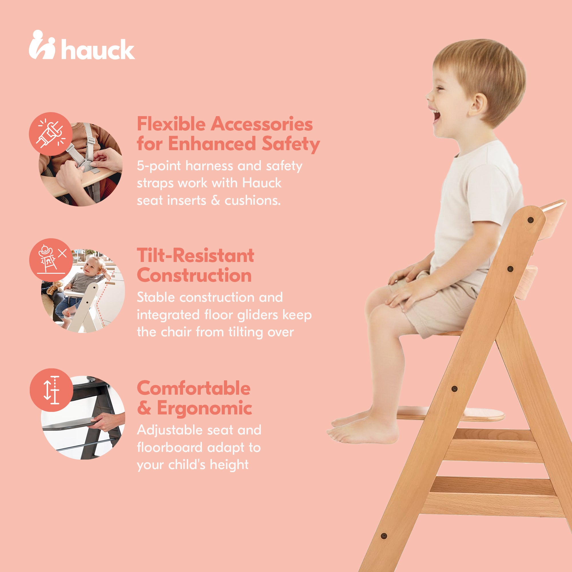 hauck Alpha+ Grow Along Wooden Highchair Seat, Beechwood, Natural (Used) - VMInnovations