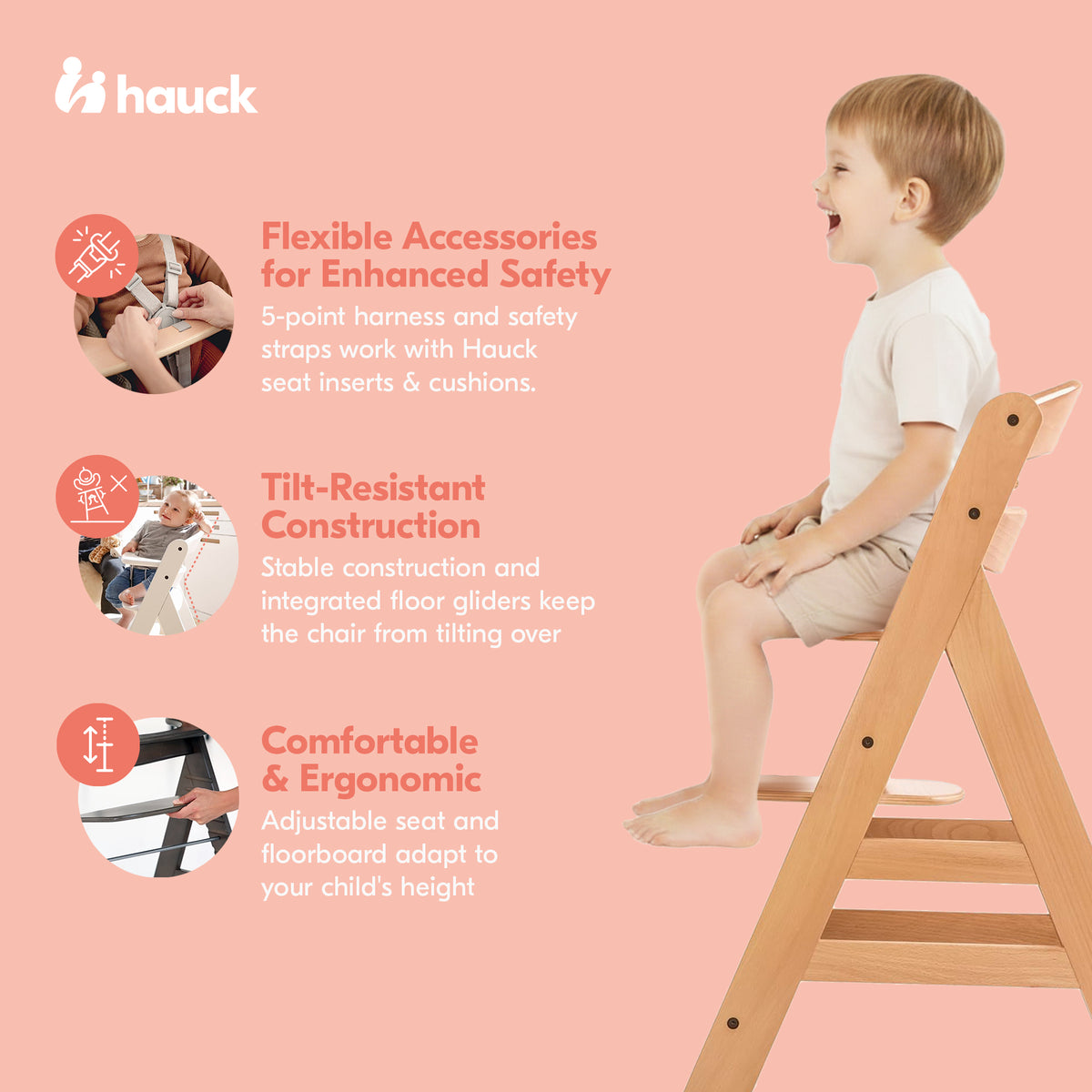 hauck Alpha+ Grow Along Adjustable Highchair Seat, Beechwood, Natural (Open Box)
