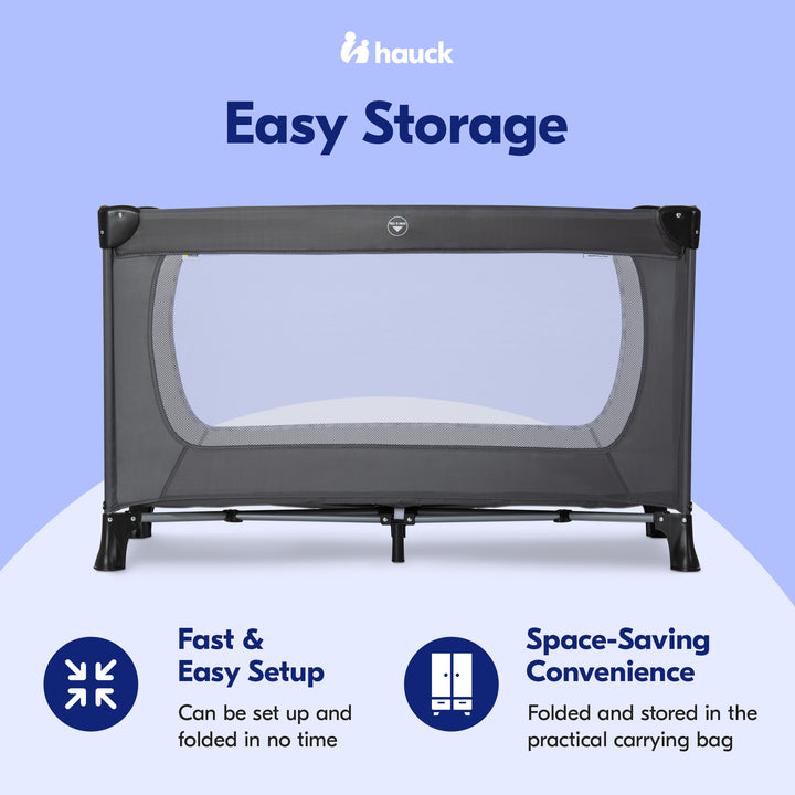 hauck Dream N Play Plus Travel Pack Cot, Babies & Toddlers up to 33 Pounds, Grey