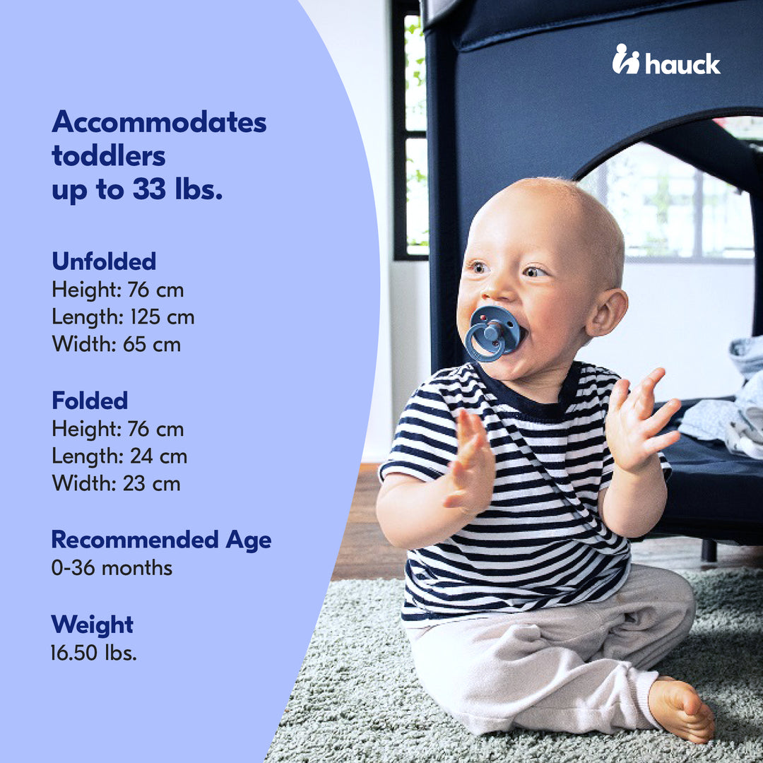 hauck Dream N Play Plus Travel Pack Cot, Babies & Toddlers up to 33 Pounds, Grey