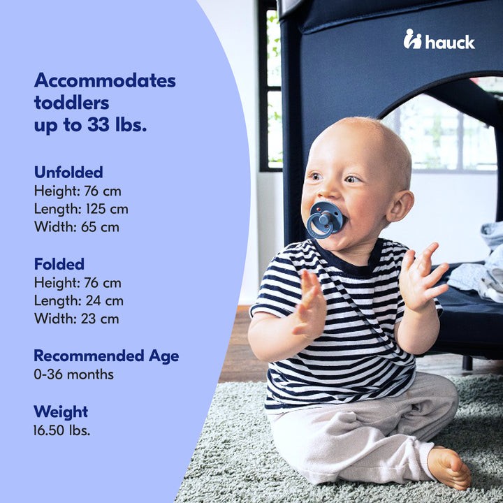 hauck Dream N Play Plus Travel Pack Cot, Babies & Toddlers up to 33 Pounds, Grey