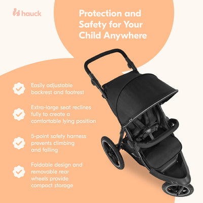 Runner 2 Compact Foldable Tricycle Jogger Buggy Stroller Pushchair, Black (Used) - VMInnovations