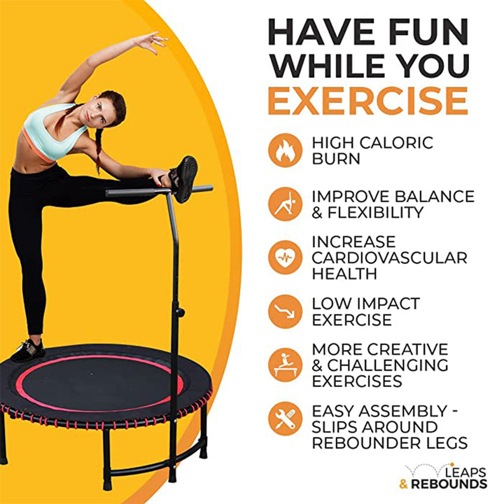 LEAPS & REBOUNDS 48" Adjustable Stabilizer Bar for Fitness Trampolines, Bar Only