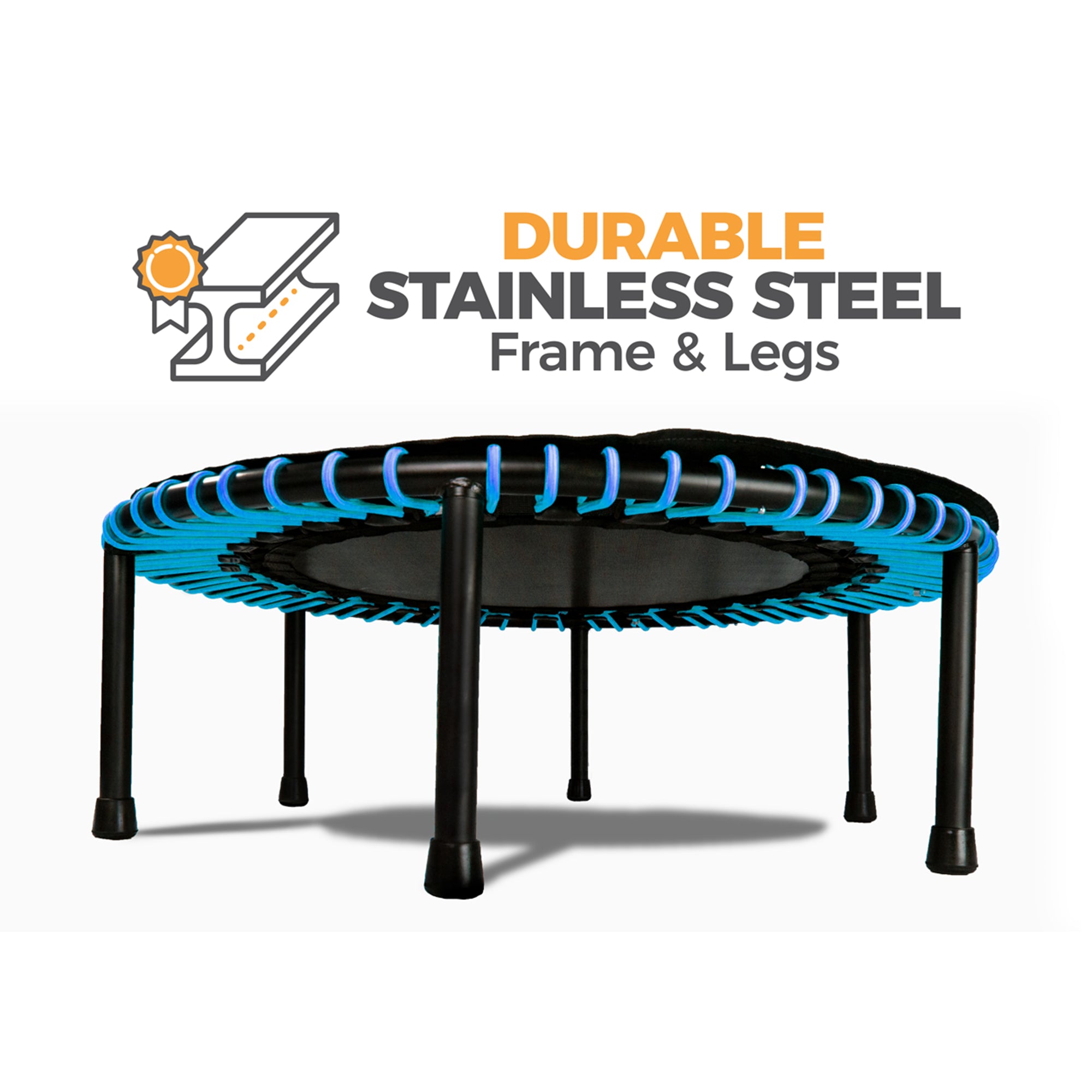LEAPS & REBOUNDS 48" Mini Trampoline & Rebounder Gym Equipment, Blue (Used) - VMInnovations