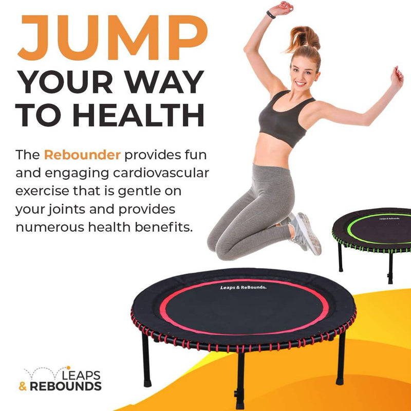 LEAPS & REBOUNDS 48" Mini Fitness Trampoline & Rebounder Gym Equipment, Blue