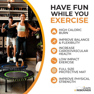 LEAPS & REBOUNDS 48" Mini Trampoline & Rebounder Gym Equipment, Blue (Used) - VMInnovations