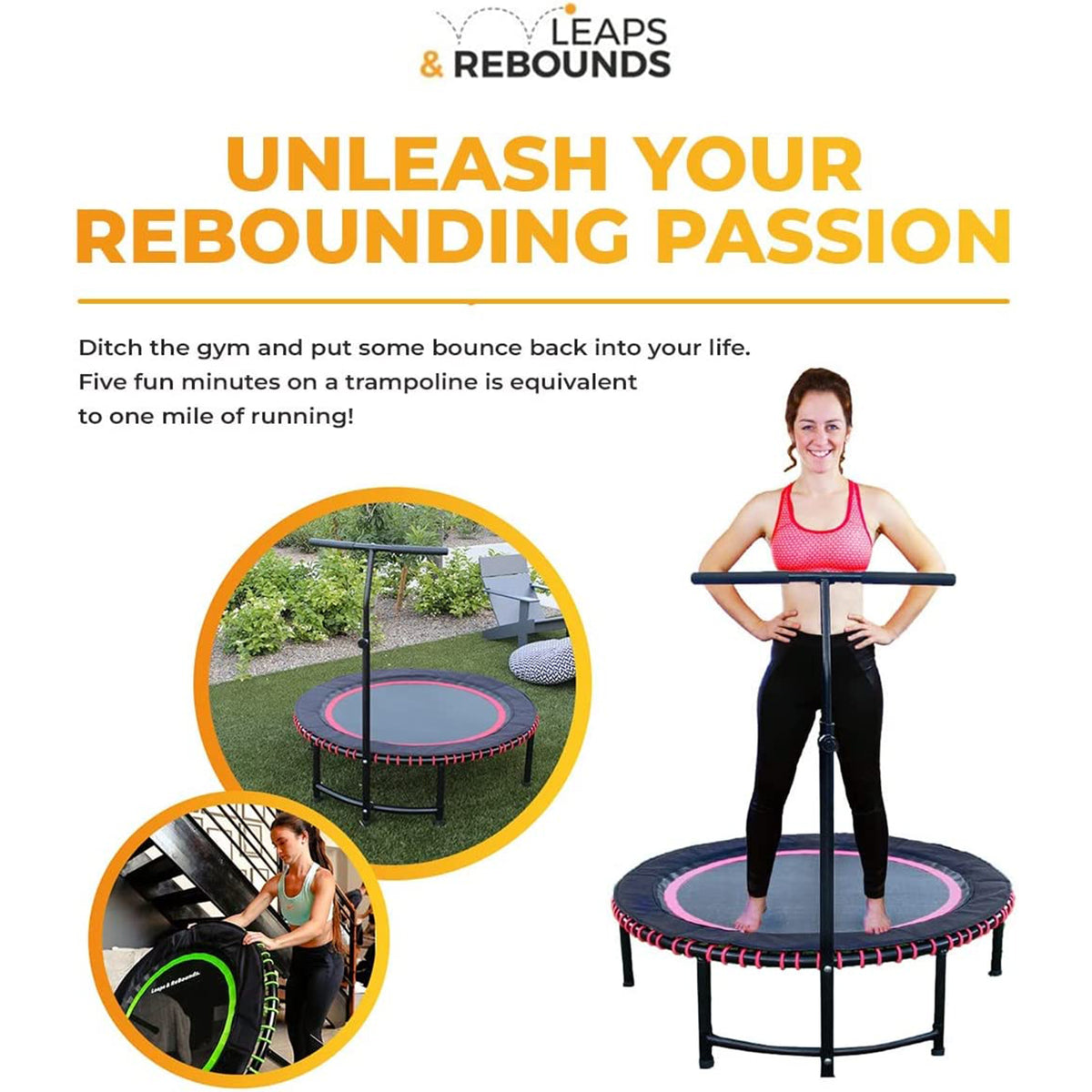 LEAPS & REBOUNDS 40" Stabilizer Handlebar for Trampolines, Bar Only (For Parts)