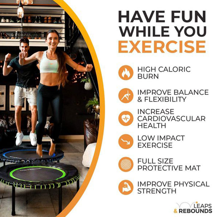 48" Mini Fitness Trampoline & Rebounder Gym Equipment, Green (Used)