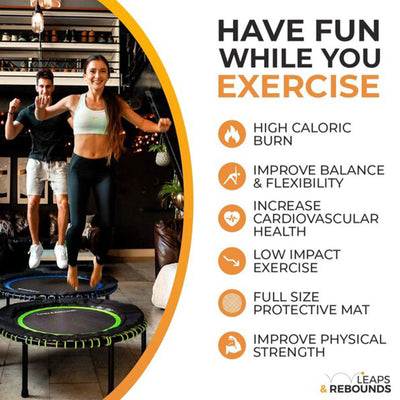 48" Mini Fitness Trampoline & Rebounder Gym Equipment, Green (Used) - VMInnovations